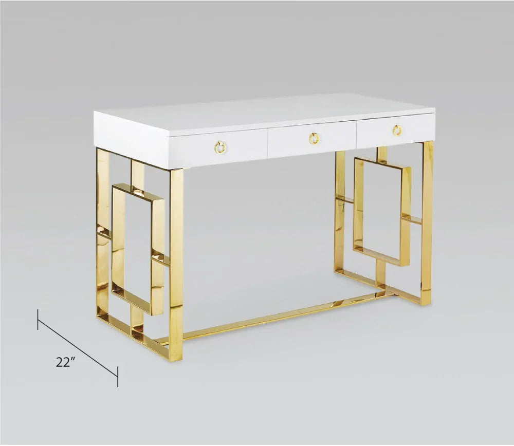 Baccarat Wood Top Desk Gold