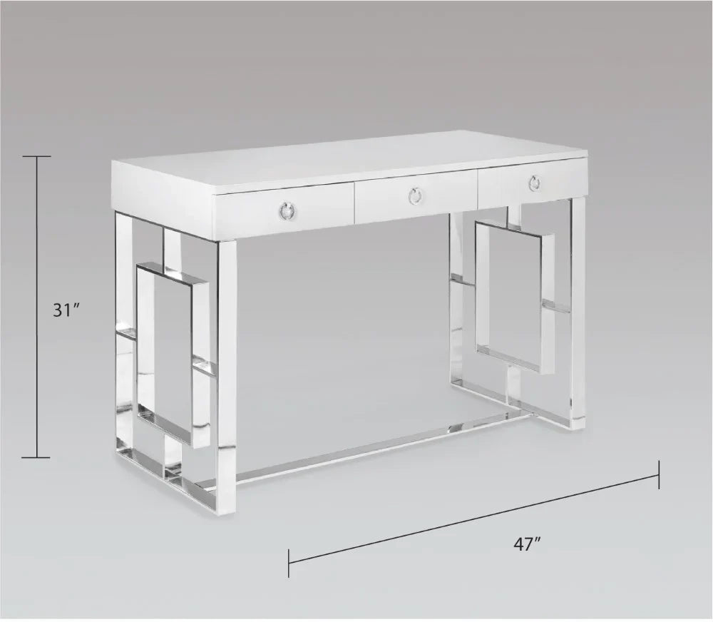 Baccarat Wood Top Desk Silver