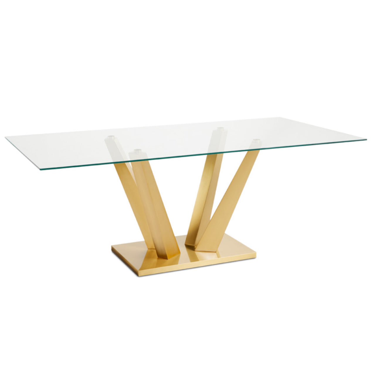 Paolo 7 Pc Glass Dining Set in Gold/Ivory