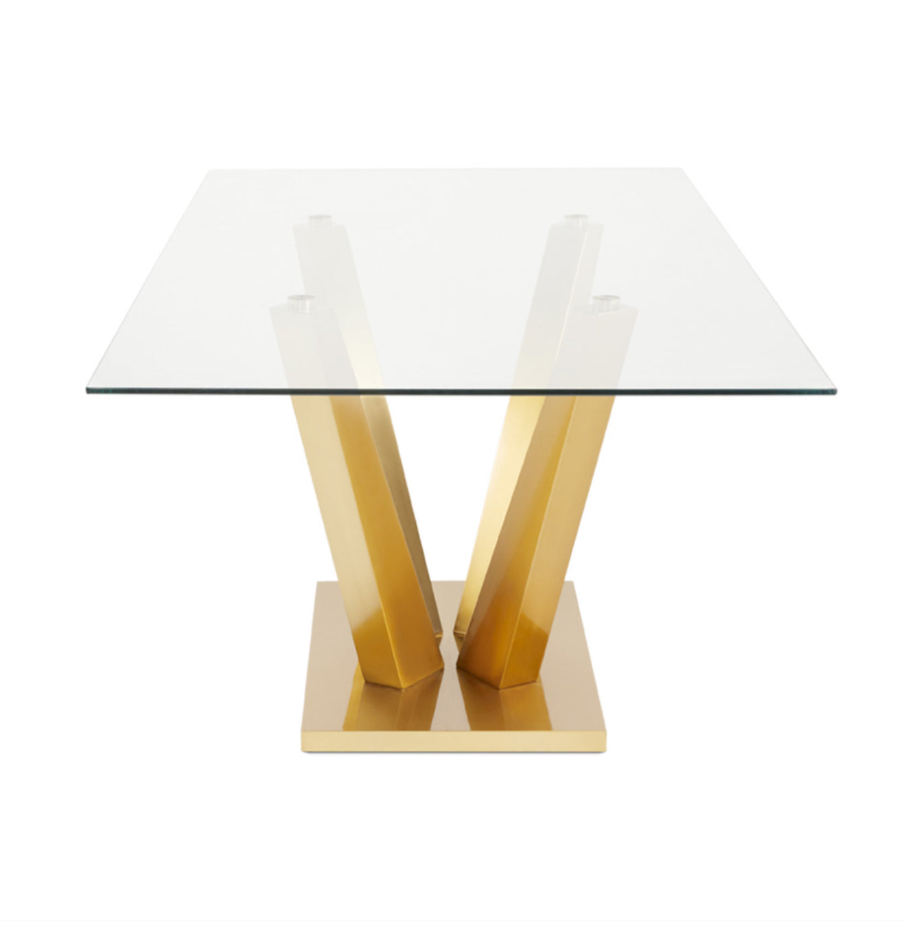 Paolo 7 Pc Glass Dining Set in Gold/Ivory