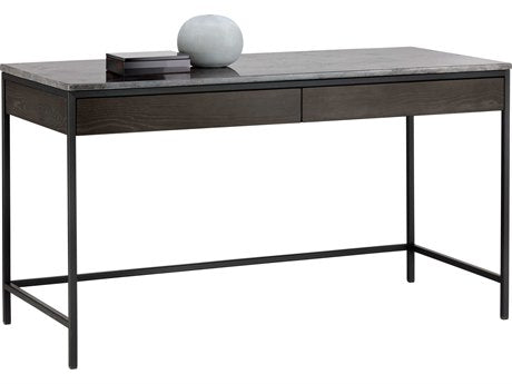 Stamos Desk Black Grey Marble / Charcoal Grey