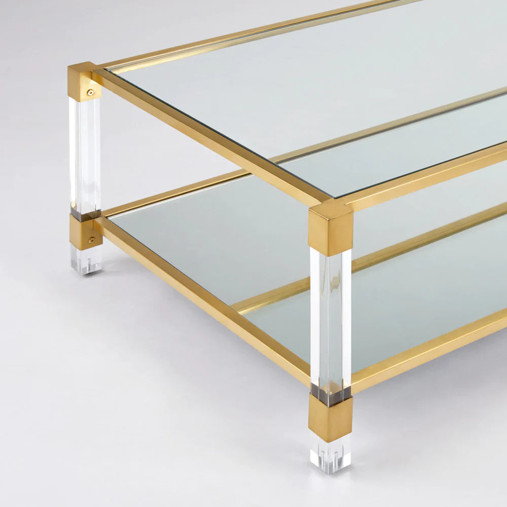 Dudley Acrylic Coffee Table - Brushed Gold