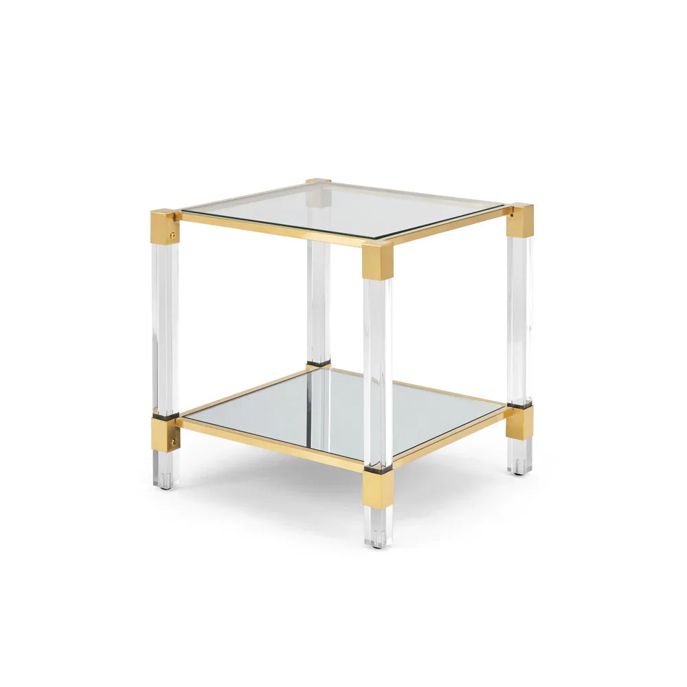 Dudley Acrylic End Table - Brushed Gold