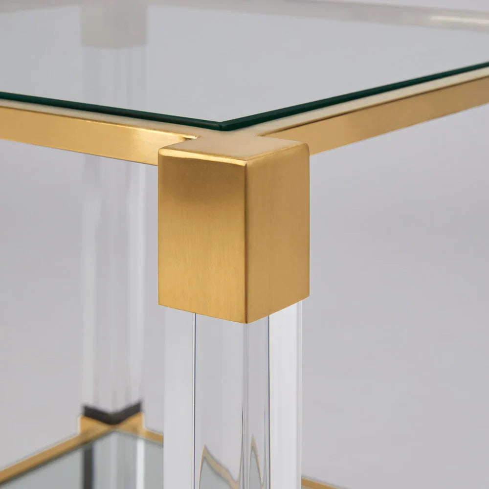 Dudley Acrylic End Table - Brushed Gold