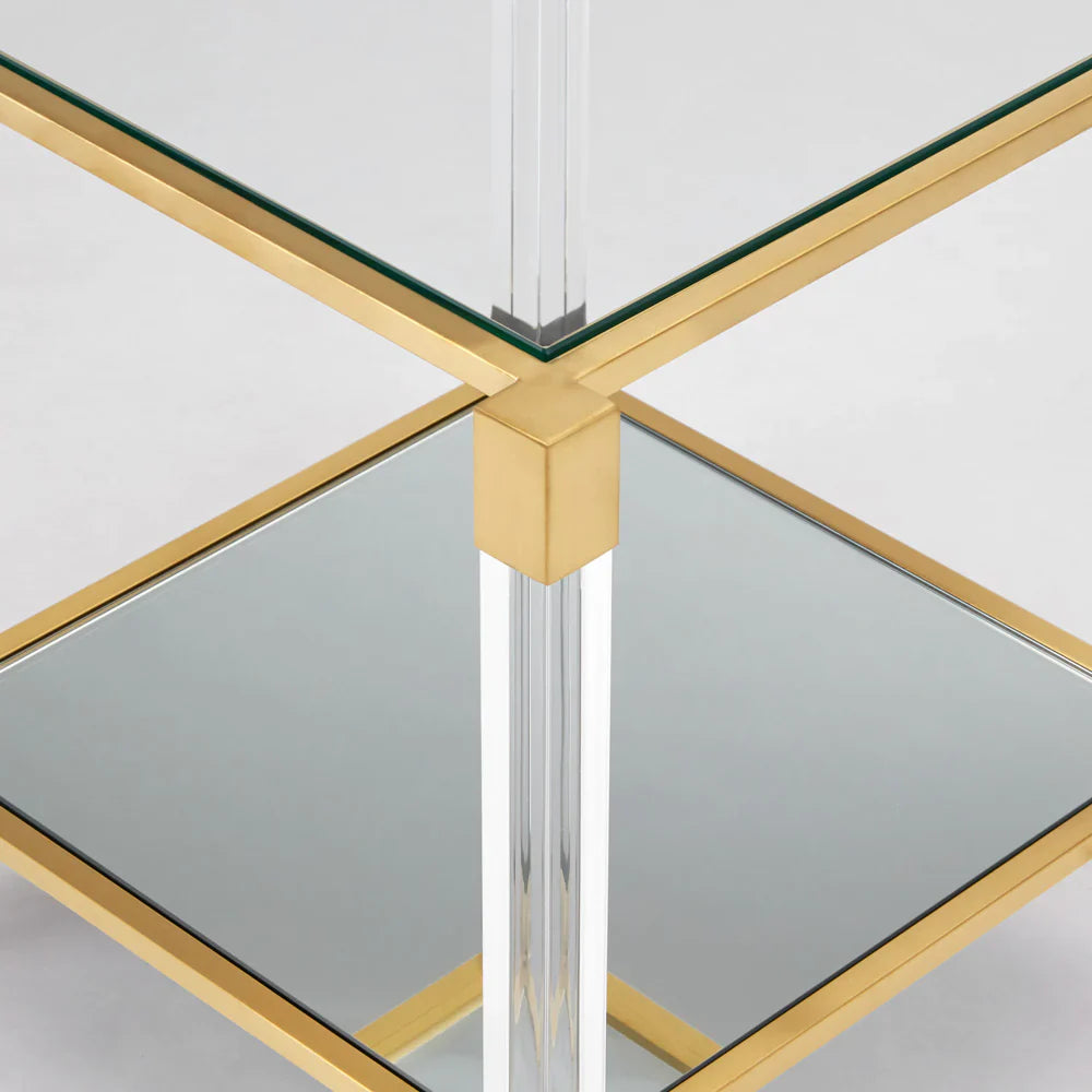 Dudley Acrylic End Table - Brushed Gold