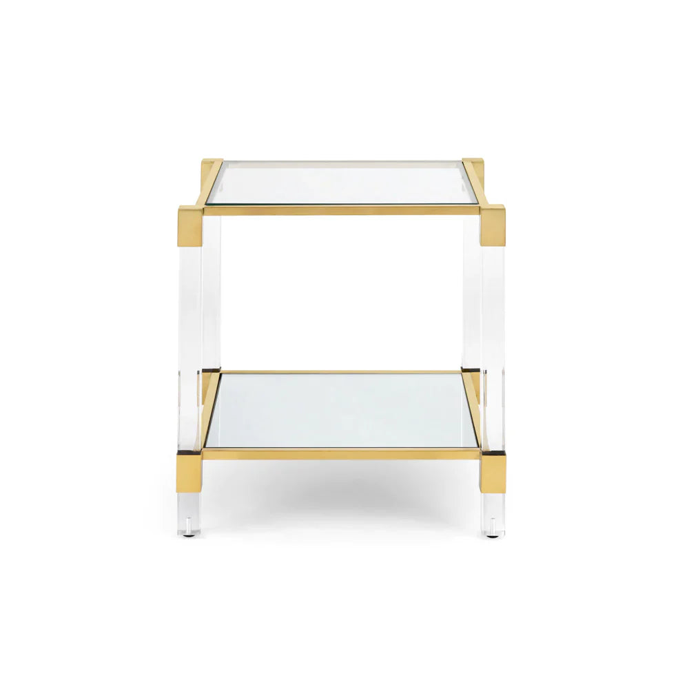 Dudley Acrylic End Table - Brushed Gold