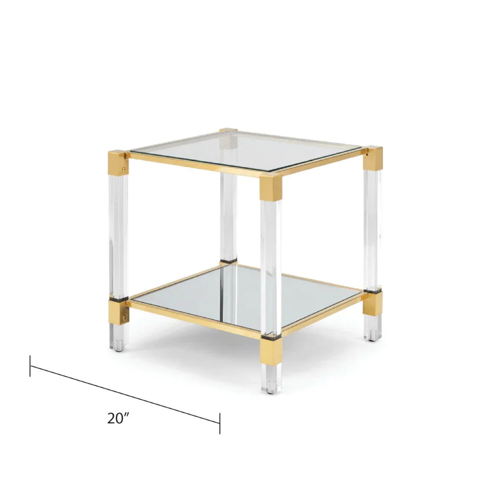 Dudley Acrylic End Table - Brushed Gold