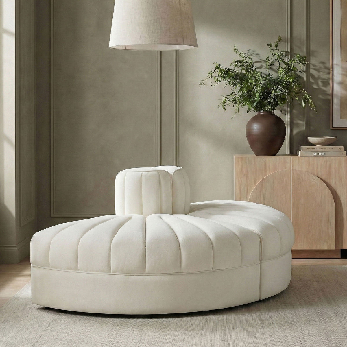 Rummi - Velvet Performance Fabric Upholstered 2 Piece  Rounded Modular Loveseat