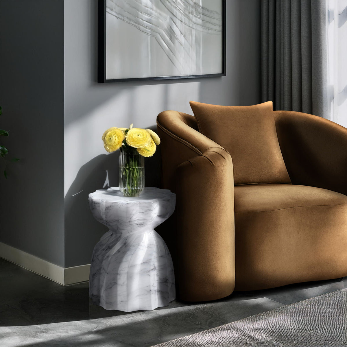 Caserta - Marble Finish Concrete End Table
