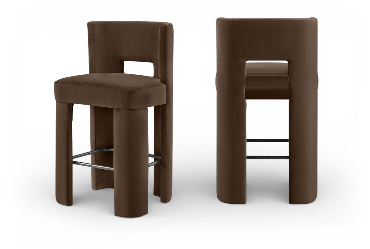 Zuno - Velvet Performance Fabric Upholstered Bar Stool (Set of 2)
