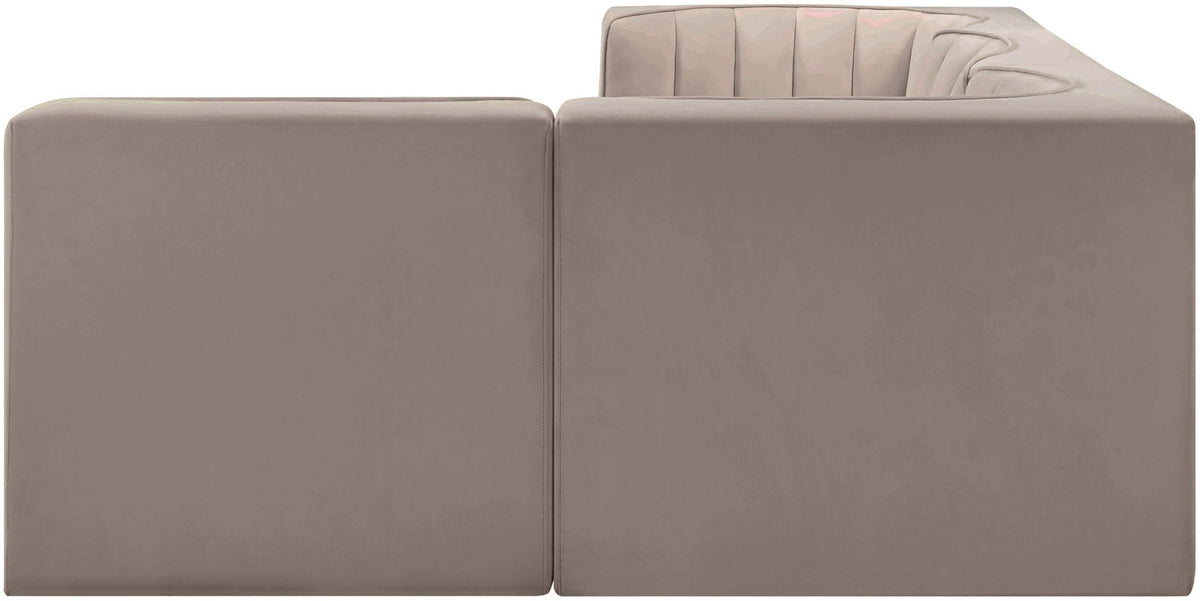 Rummi - Velvet Performance Fabric Upholstered 4 Piece Modular Sectional