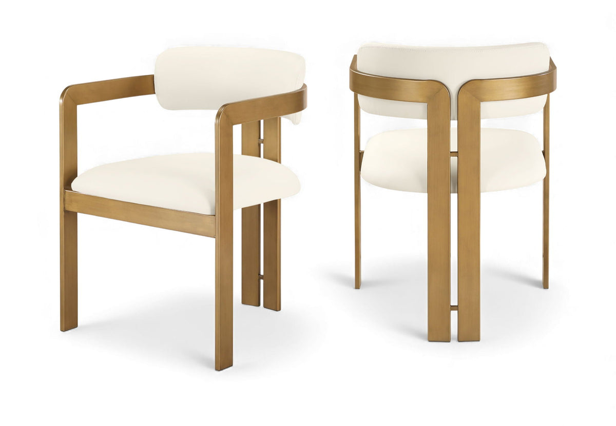 Aurum - Vegan Leather Upholstered Dining Chair With Brushed Brass Base (Set of 2)