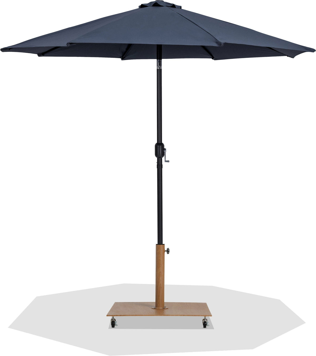 Fiji - Aluminum Patio Umbrella With Square Teak And Black Base