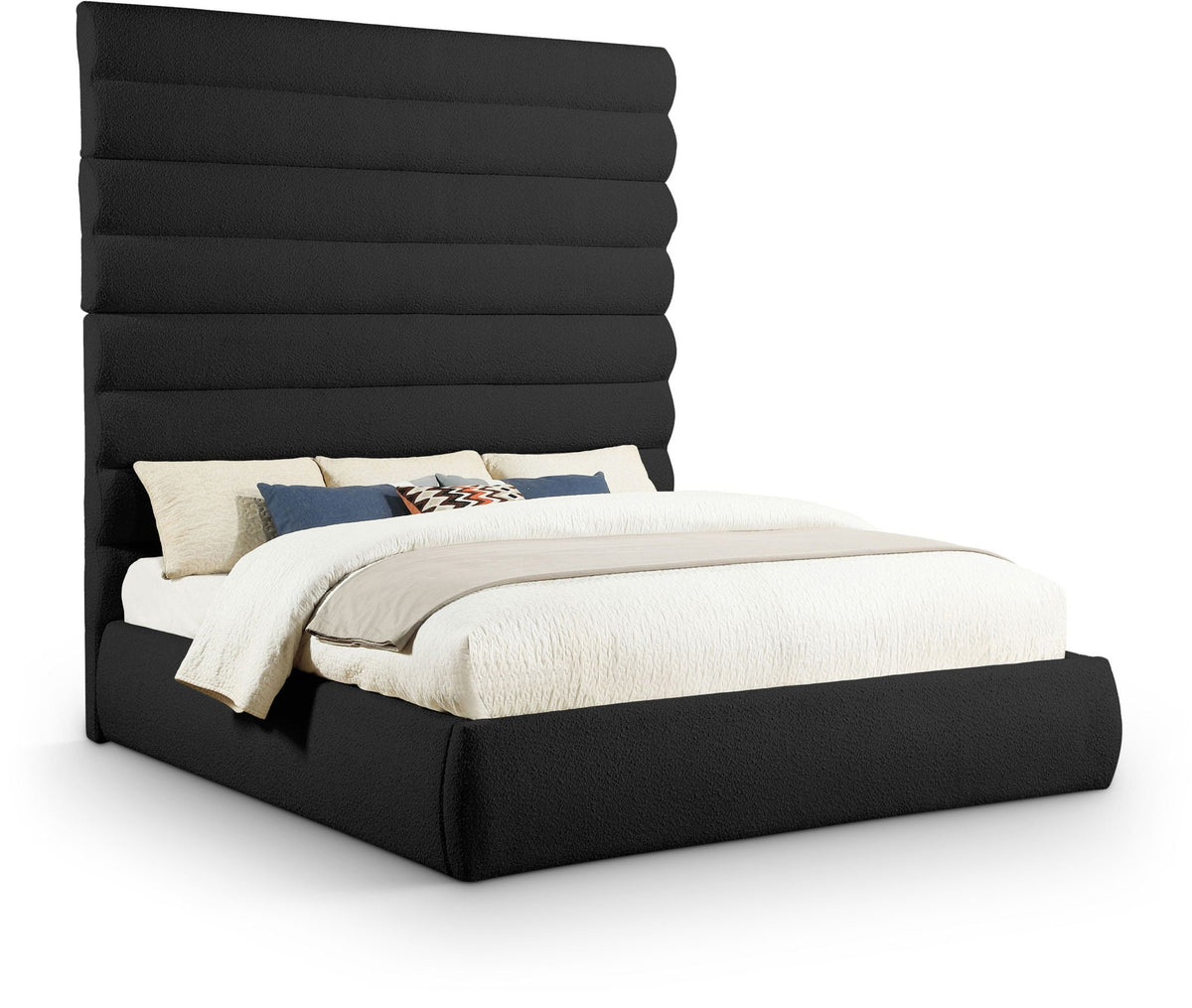 Adam - Boucle Fabric Bed With 89" Headboard