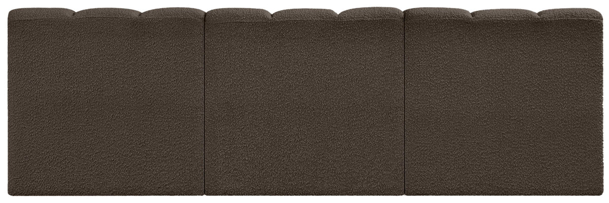 Arc - Boucle Fabric 3 Piece Modular Straight Sofa - Brown