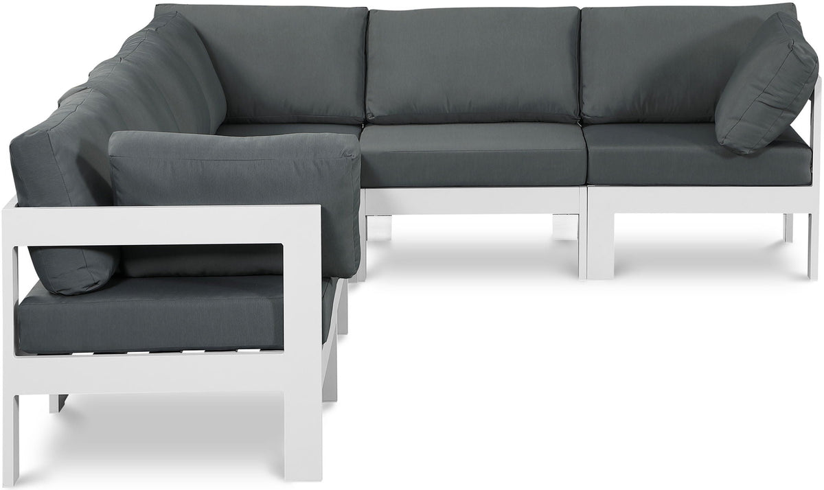 Nizuc - Outdoor Patio 6 Piece Modular Sectional With White Frame