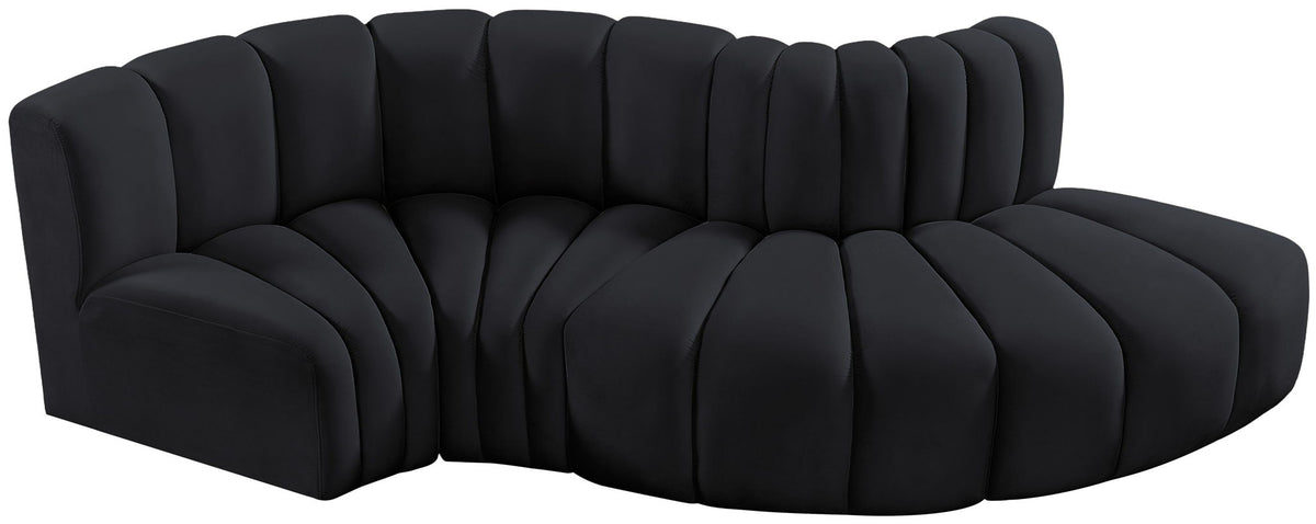 Arc - Velvet 4 Piece L-Shaped Modular Sofa