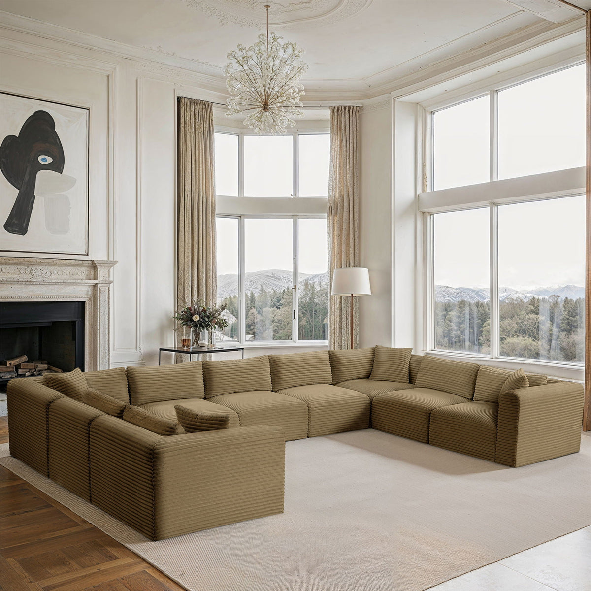 Shaggy - Fabric 9 Piece Modular U-Shaped Sectional