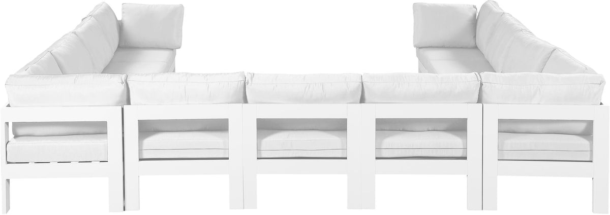 Nizuc - Outdoor Patio 11 Piece Modular Sectional With White Frame