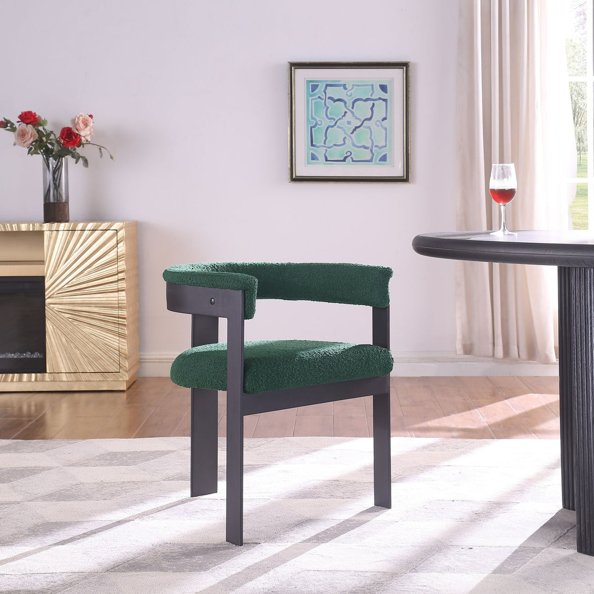 Romeo - Boucle Dining Chair With Black Base (Set of 2)