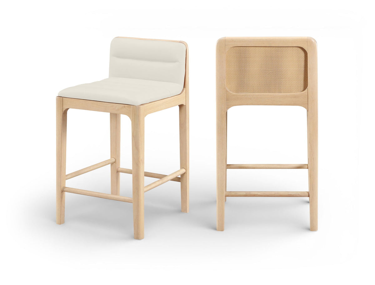 Ellis - Vegan Leather Upholstered Counter Stool (Set of 2) - Natural Base