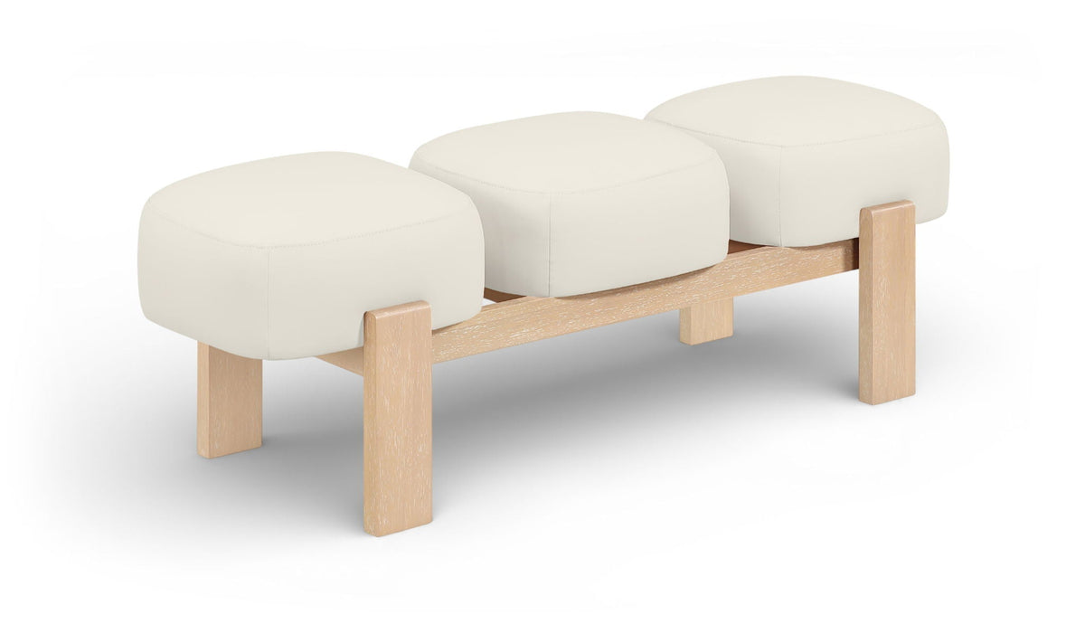 Woodcrest - Vegan Leather Upholstered Bench - Painted Natural Base