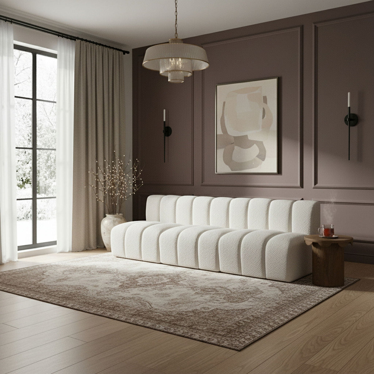 Arc - Boucle Fabric 3 Seats Modular Sofa