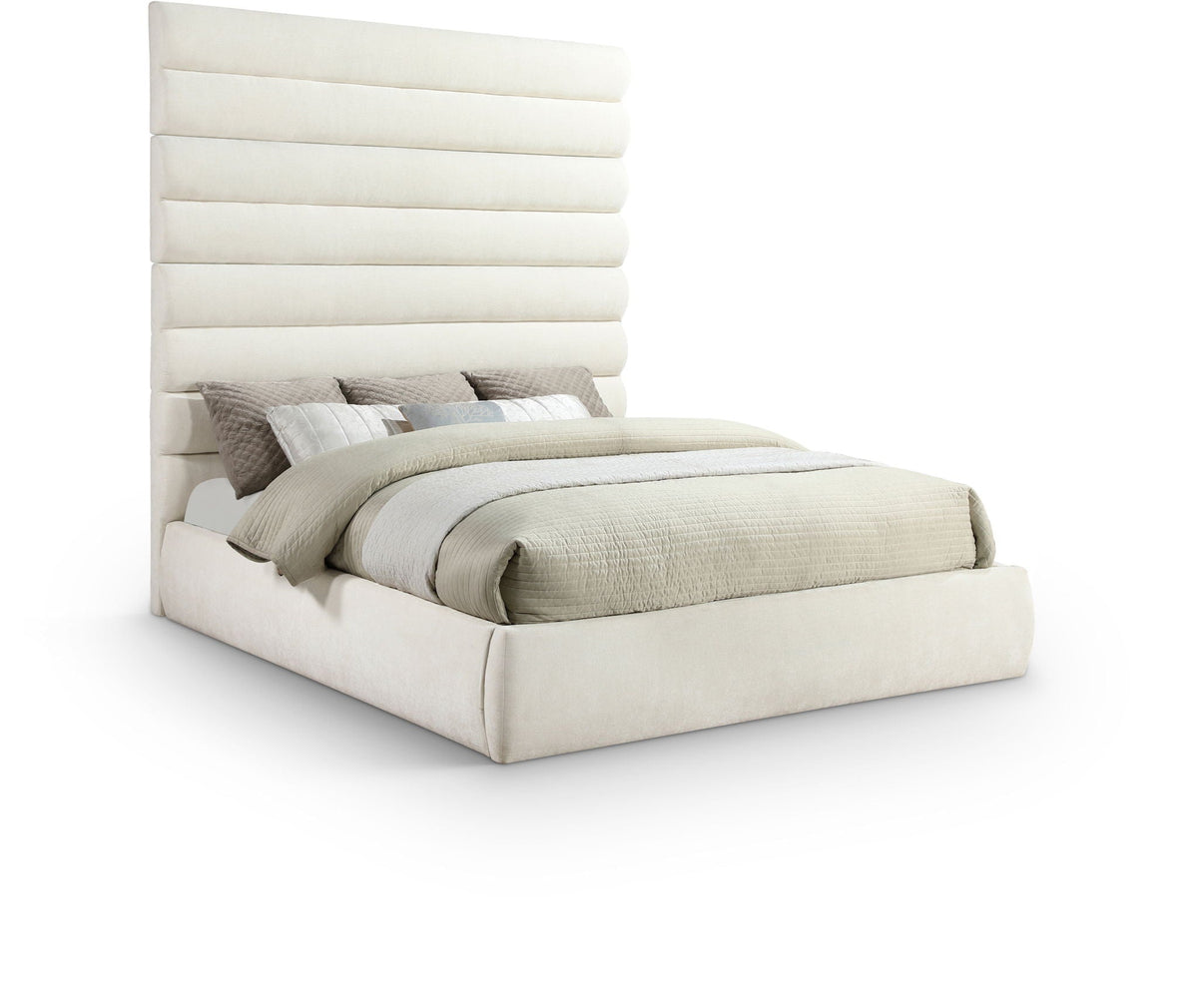 Adam - Chenille Fabric Bed With 89" Headboard