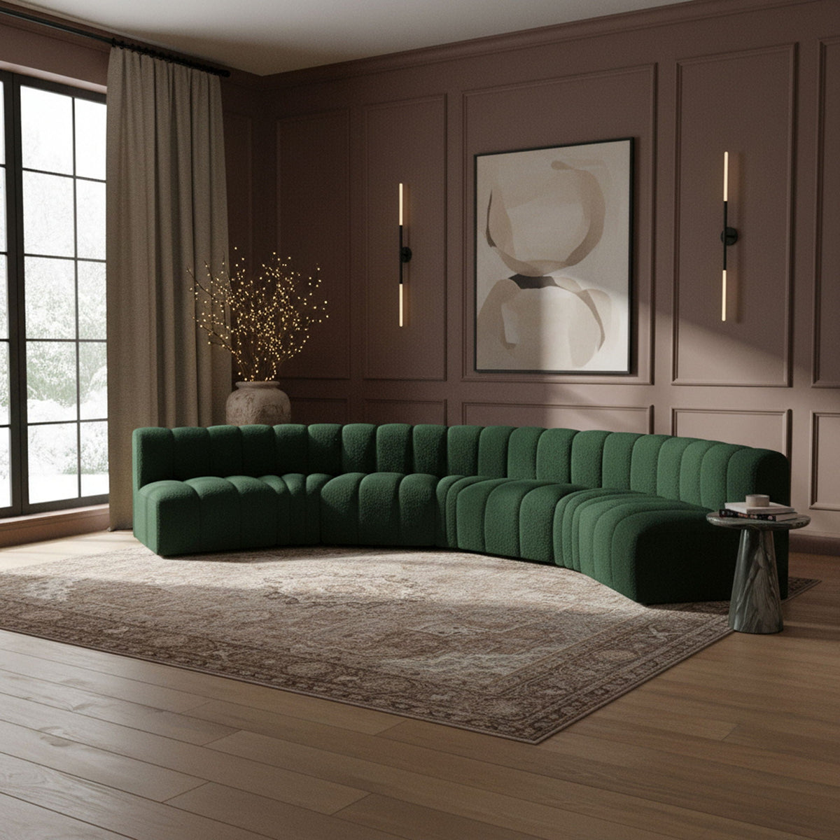 Arc - Boucle Fabric 7 Piece U-Shaped Modular Sofa