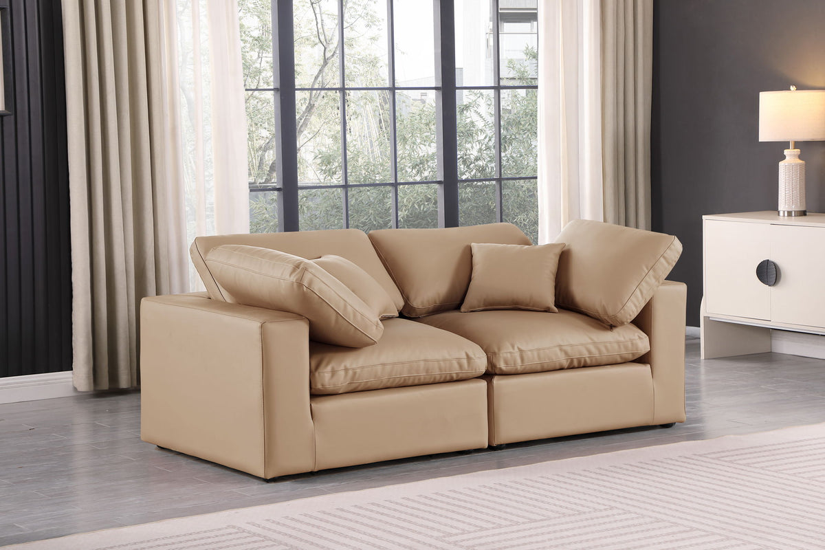 Comfy - Faux Leather Modular Sofa 2 Pieces - Tan