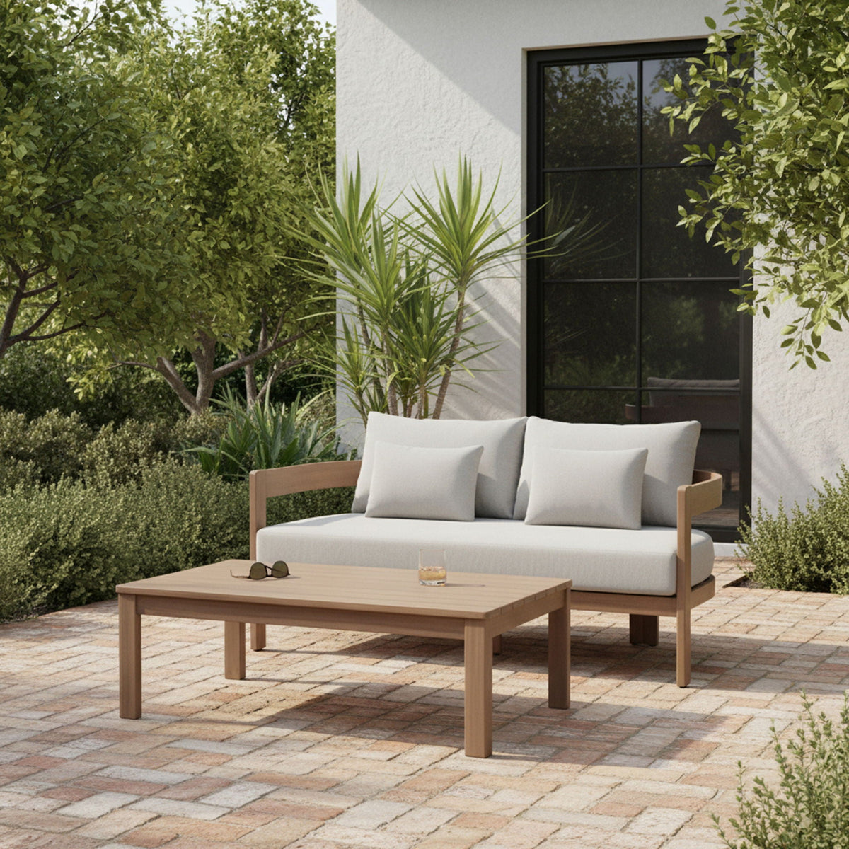 Newport - Water Resistant Fabric 65" Upholstered Outdoor Patio Loveseat