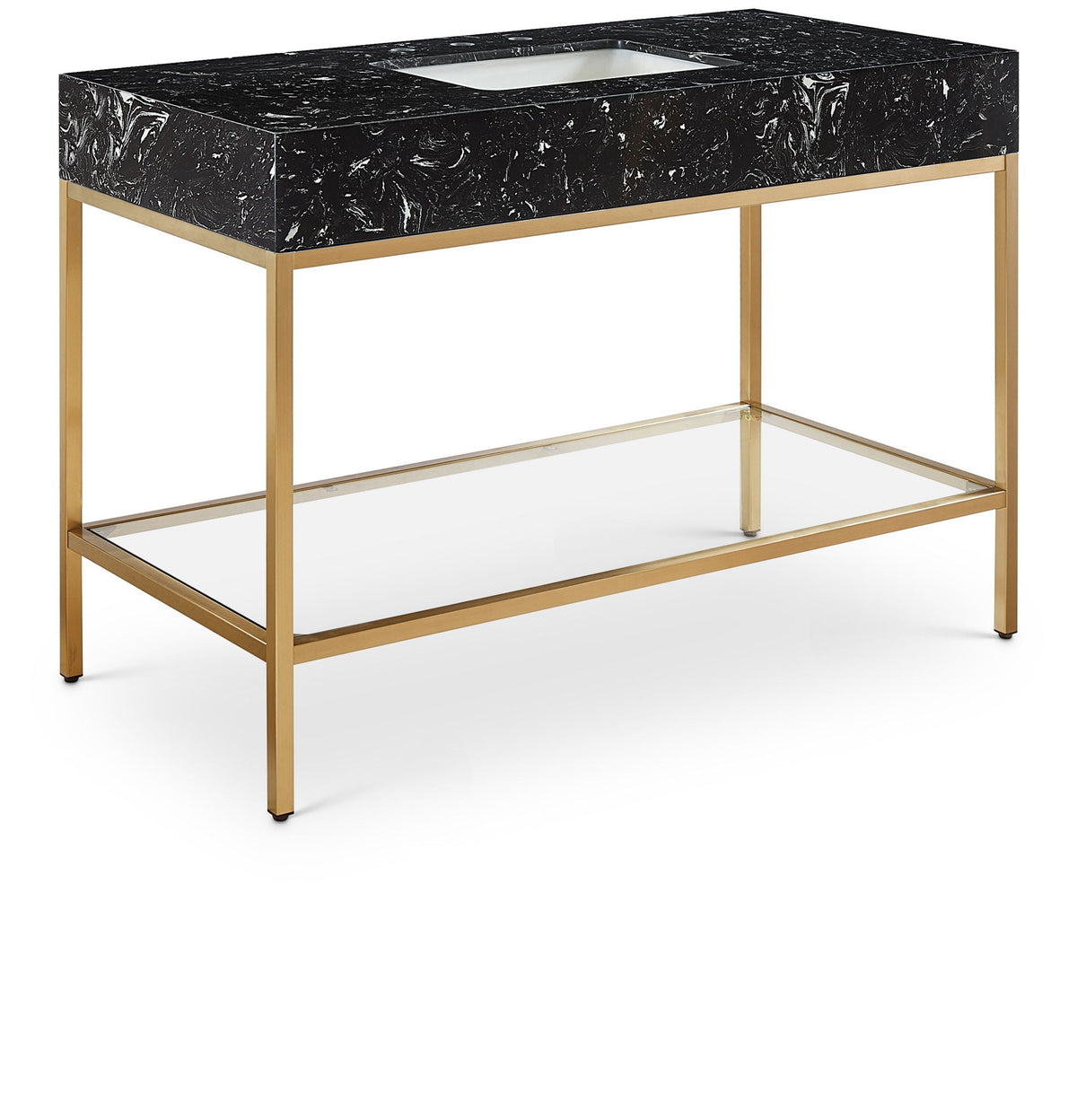 Marmo - Engineered Marble Bathroom Vanity With Gold Base