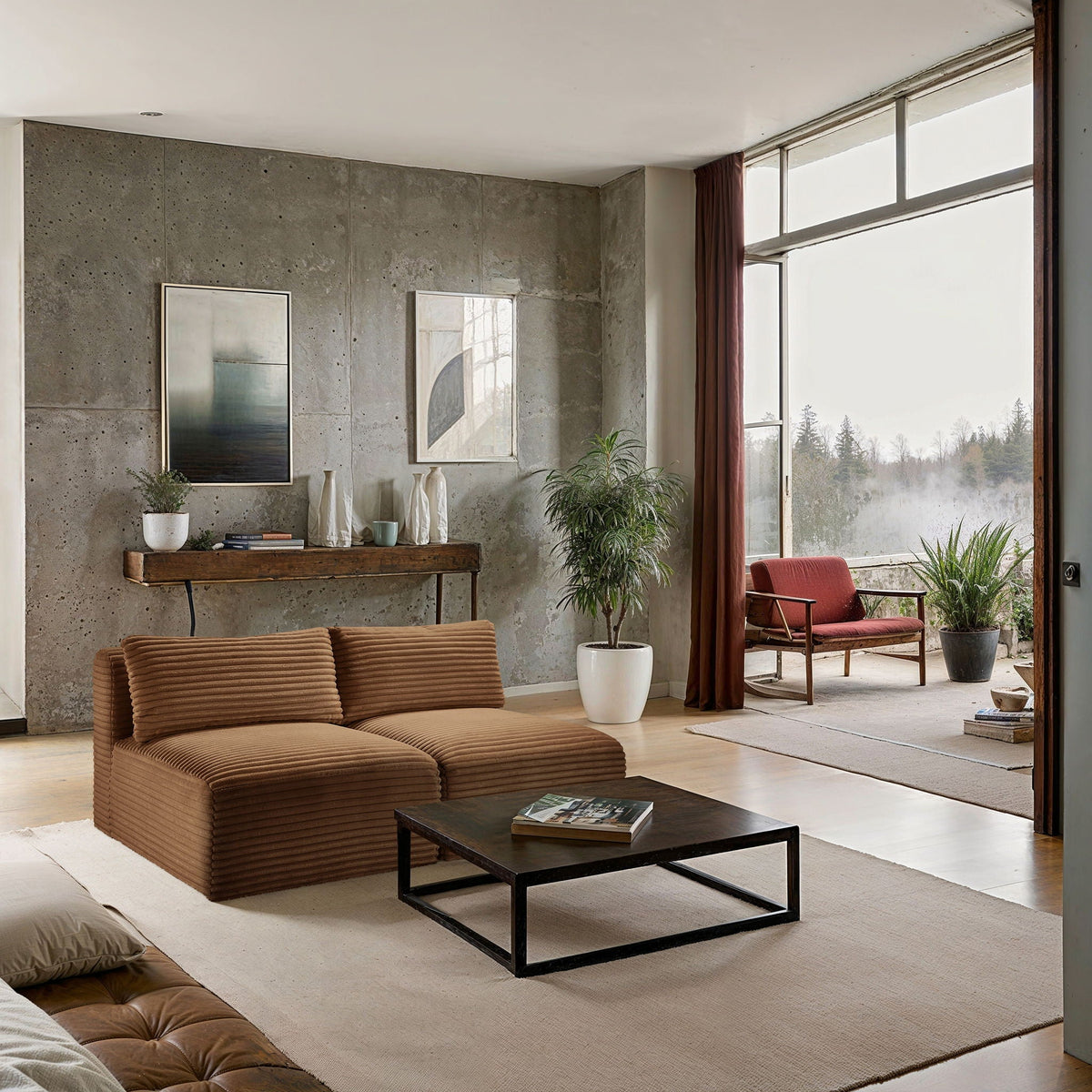 Shaggy - Fabric 2 Seat Modular Armless Sofa