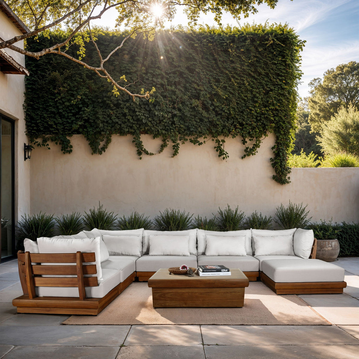 Mirella - 7 Piece Water Resistant Fabric Upholstered Outdoor Patio Modular Sectional