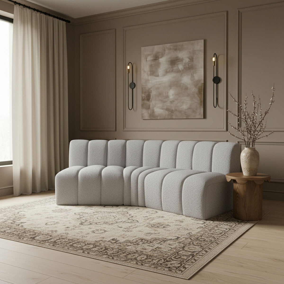 Arc - Boucle Fabric 3 Piece Modular Corner Sofa