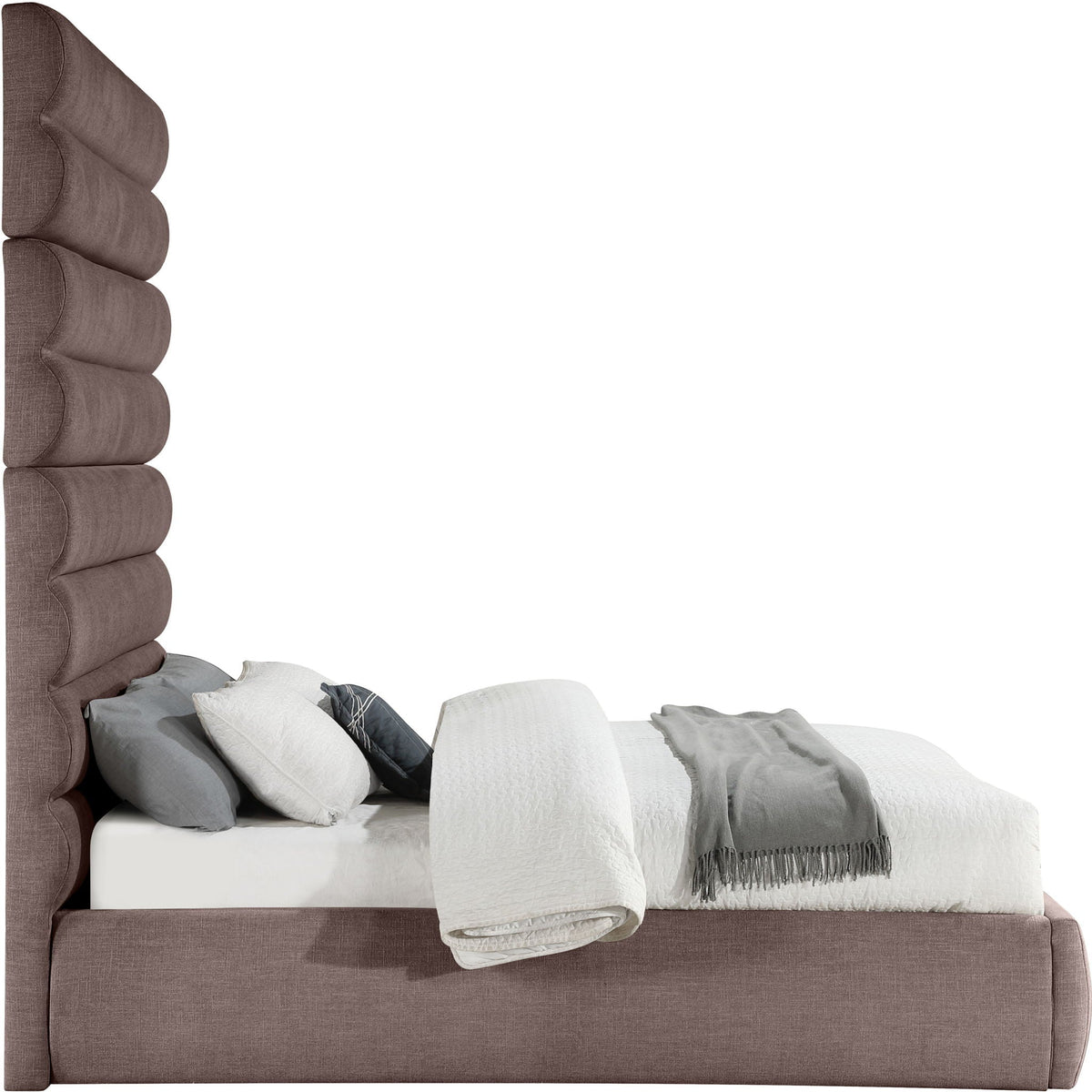Adam - Linen Fabric Bed With 89" Headboard