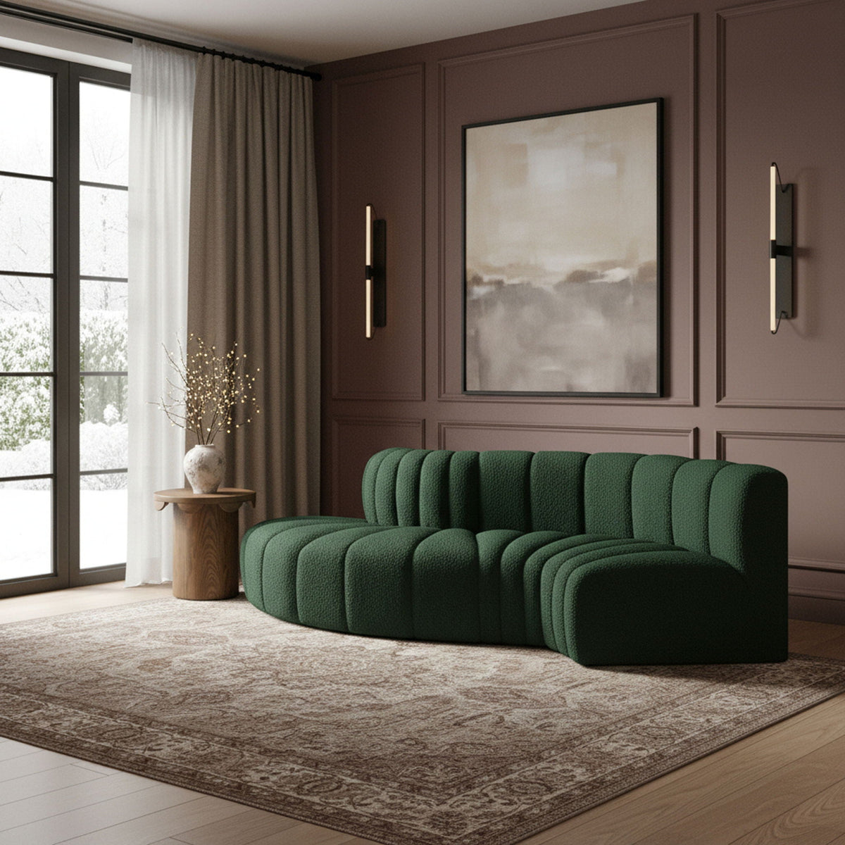 Arc - Boucle Fabric 4 Piece L-Shaped Modular Sofa