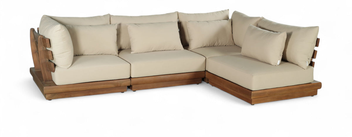 Mirella - 4 Piece Water Resistant Fabric Outdoor Patio Modular Sectional