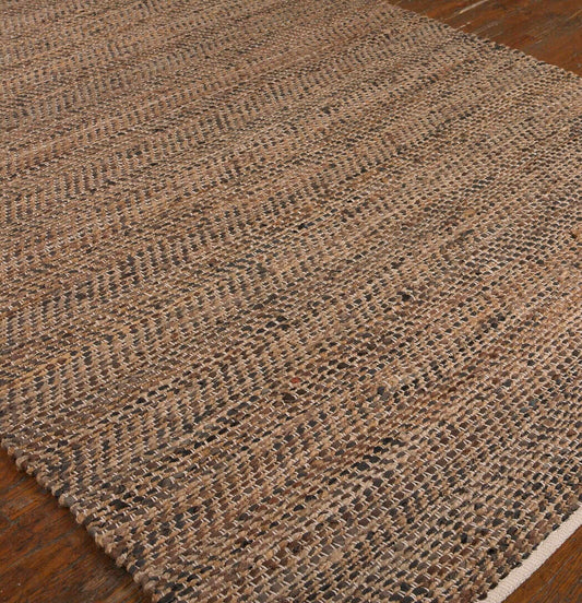 Tobais - Rescued Leather & Fabric Rug