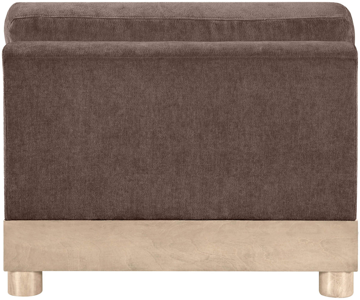 Turin - Chenille Fabric Upholstered Modular Armless Chair - Natural Base