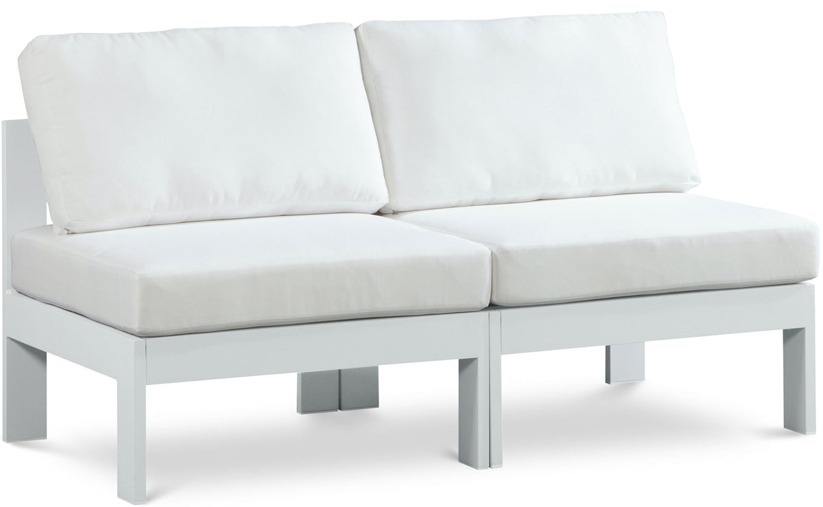 Nizuc - Outdoor Patio 2 Seat Armless Modular Sofa With White Frame