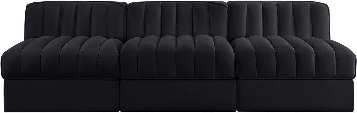 Rummi - Velvet Performance Fabric Upholstered 3 Piece Modular Armless Sofa