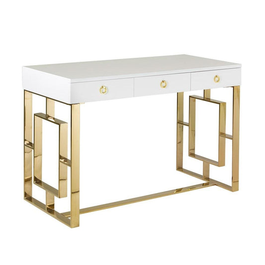 Bask Wood Top Desk Gold - Furniture Depot