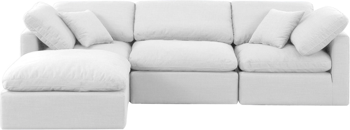 Indulge - Linen 4 Piece Modular Sectional With Chaise - White