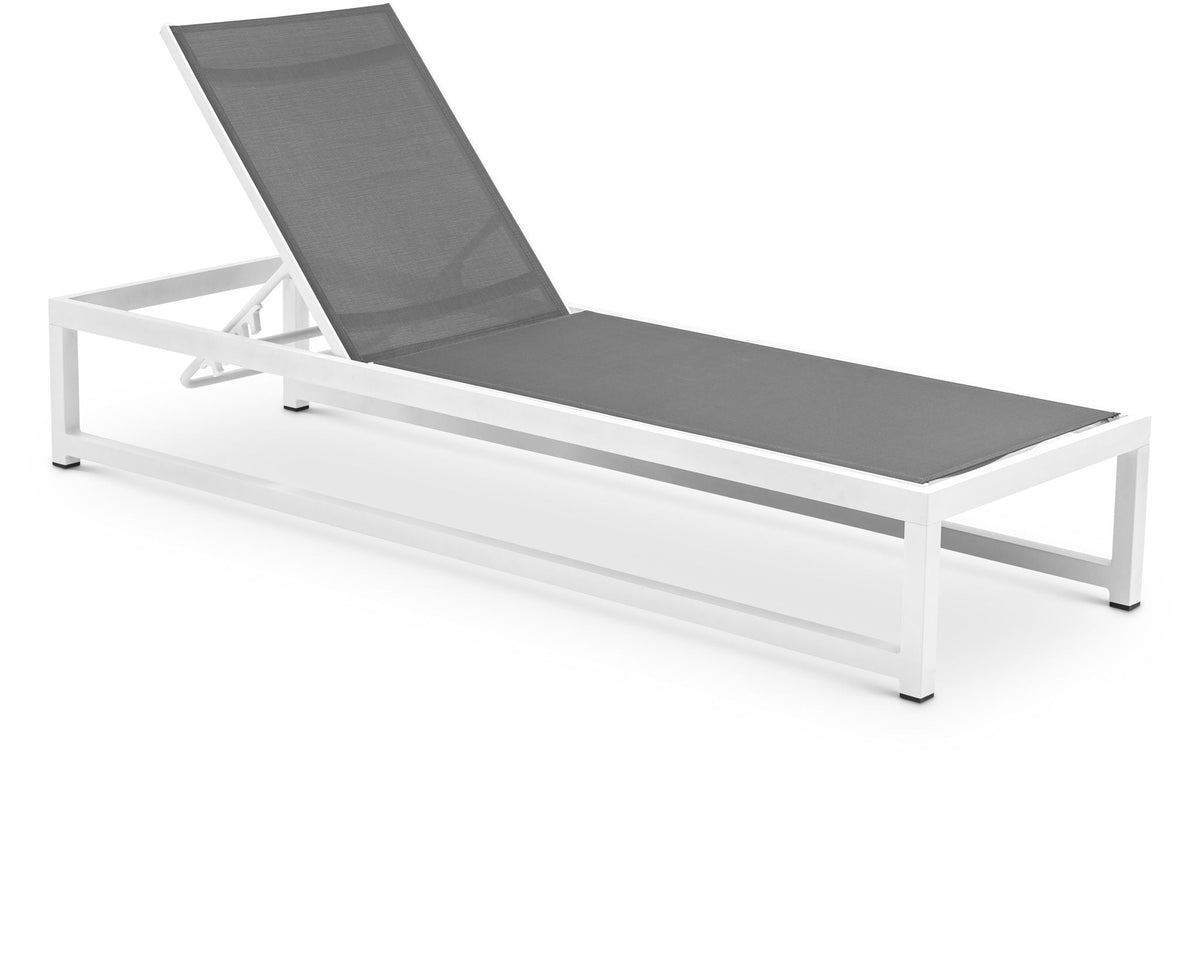 Maldives - Water Resistant Outdoor Patio Adjustable Sun Chaise Lounge Chair With White Base