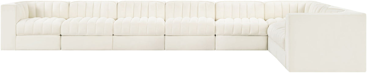 Rummi - Velvet Performance Fabric Upholstered 8 Piece Modular Sectional (With 3 Corner Chairs)