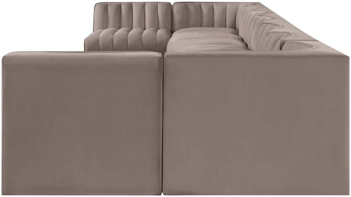 Rummi - Armless Velvet Performance Fabric Upholstered 9 Piece Modular Sectional