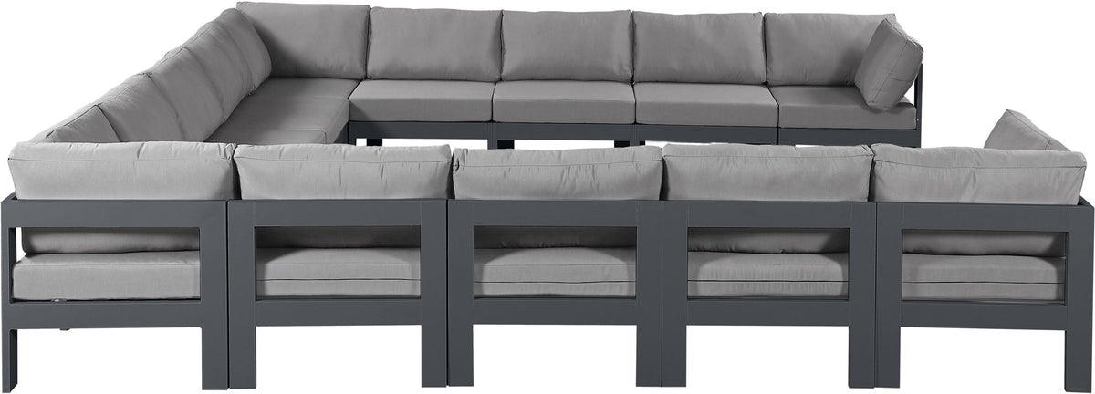 Nizuc - Outdoor Patio 13 Piece Modular Sectional With Gray Frame