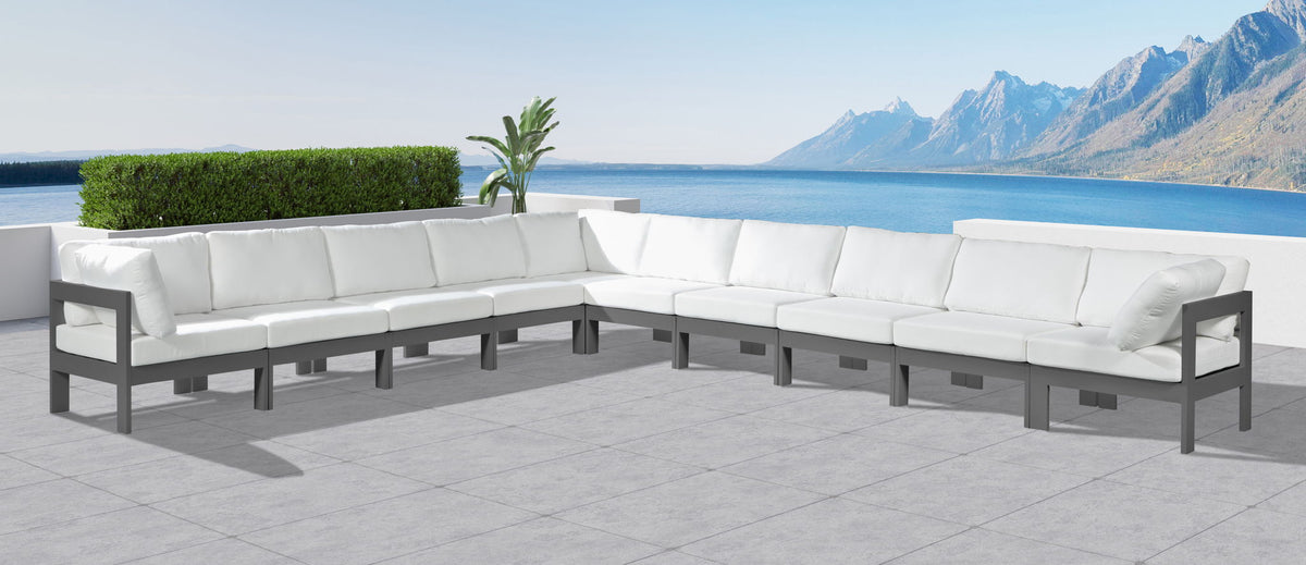Nizuc - Outdoor Patio 10 Piece Modular Sectional With Gray Frame