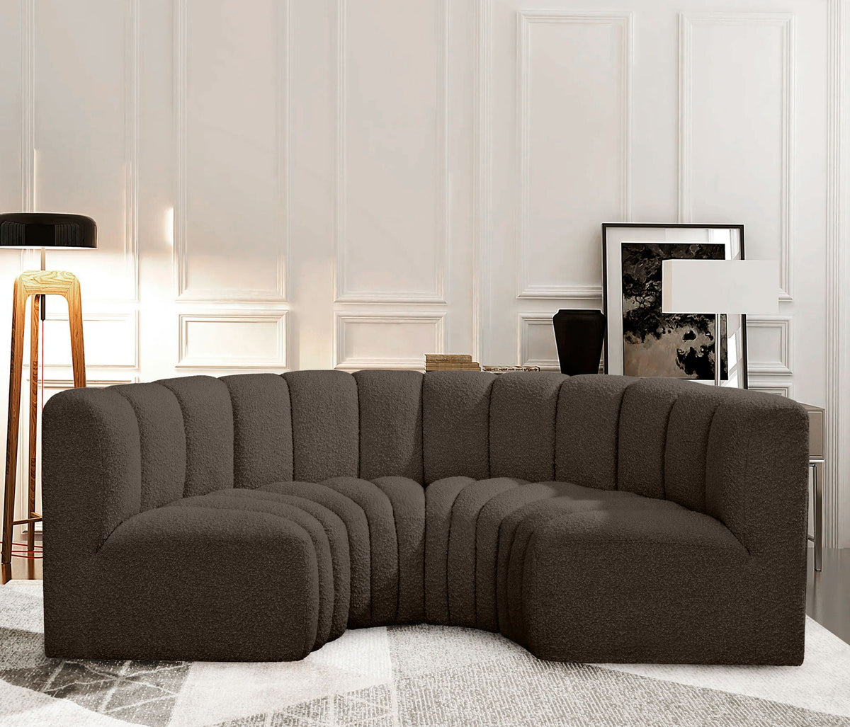 Arc - Boucle Fabric 4 Piece U-Shaped Modular Sofa